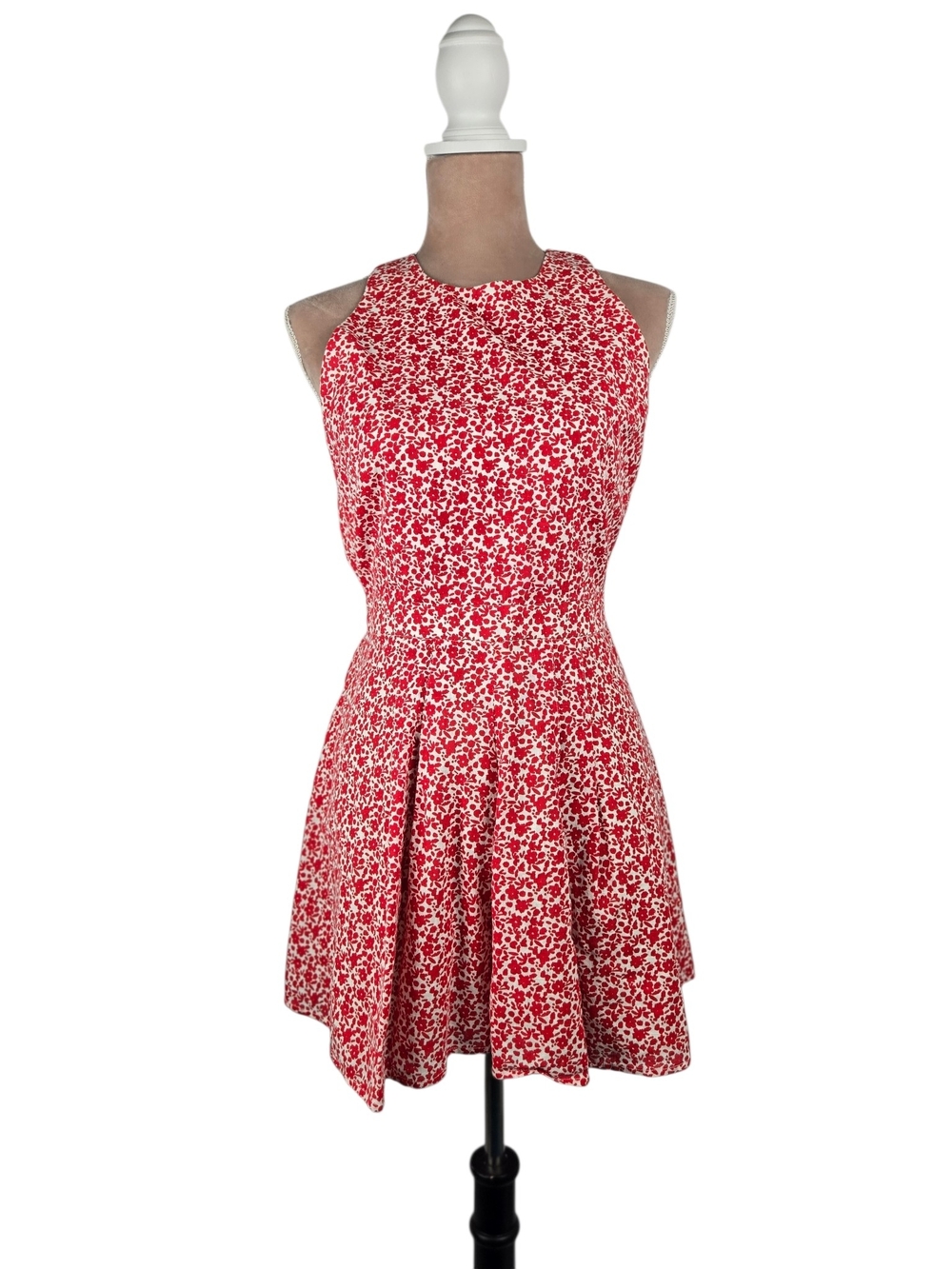 Anthropologie Paper Crown Floral Romper Red White Open Back Size Small